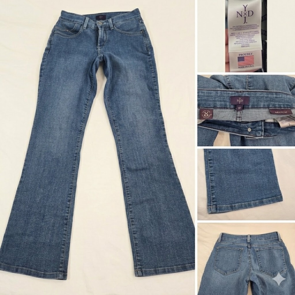 NYDJ‎ Womens Petite 0P Bootcut Jeans Medium Wash Lift Tuck Stretch Made in USA